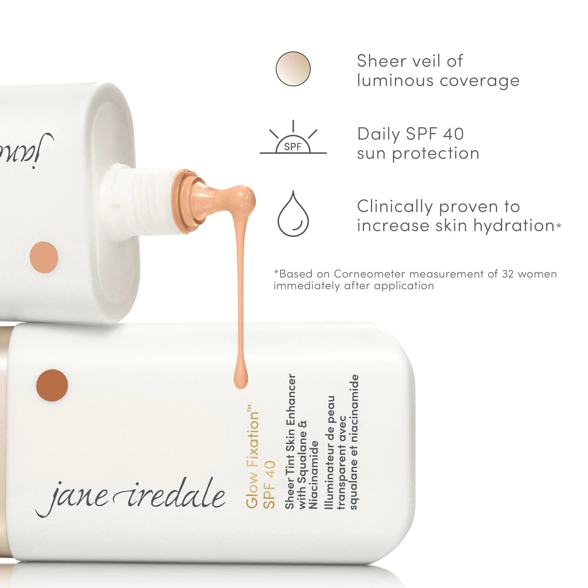 Perfecteur de Teint SPF 40 au Squalane & Niacinamide Glow Fixation™ jane iredale