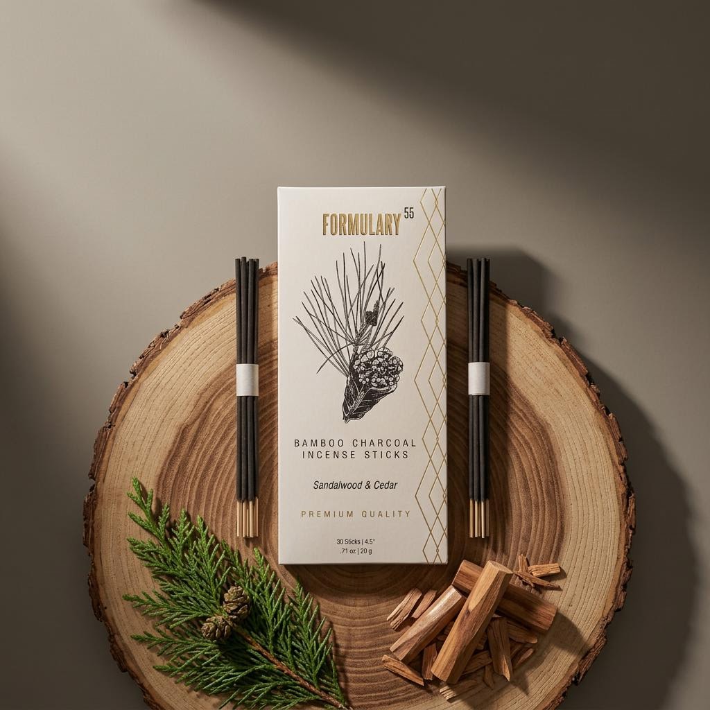 Sandalwood & Cedar Bamboo Charcoal Incense Sticks Formulary 55